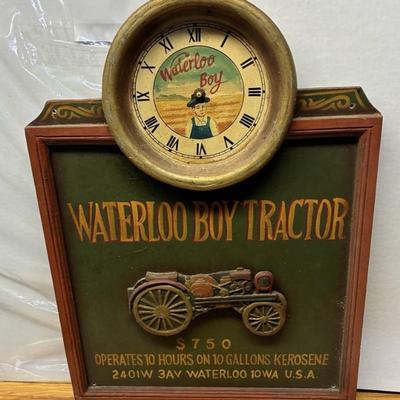 LG5271 Waterloo Boy Tractor Raised Relief w  Clock Tavern Pub Bar Sign $200.00