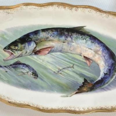 Mignon z s. & co. bavaria porcelain fish platter with gold rim aaa2626