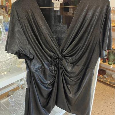 J.B.S. Ltd. Short Sleeve Size 2XL Silvery Black Ruched 80's Top  Airline HWY New Orleans LA 70118 By Appointment 10-4 M-SAAA2584 $20.00