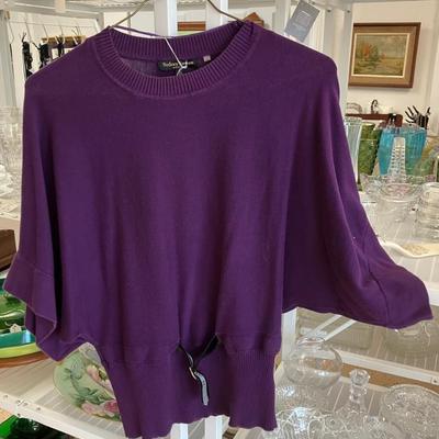Vintage 1980's Sydney Easton Purple Faux Belt Size 2X Sweater AAA2601 $24.99