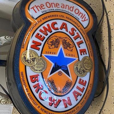 AAA5200 Large 24 NewCastle Brown Ale Beer 2 SIDED LIGHTED EURO Bar Sign