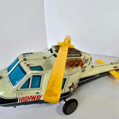Vintage tin toy highway patrol helicopter 14 inch jen8009 41.99