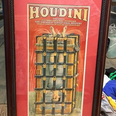 LG5205 Framed Print of Houdini Performing Water Cell Escape Tavern Pub Bar Sign $100.00