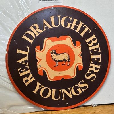 Lg5294 young s real draught beers foamcore tavern pub bar sign $30.00