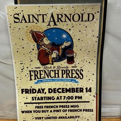 LG5281 Saint Arnold French Press Cardstock Ad Tavern Pub Bar Sign $100.00 