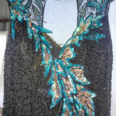 JEN8048 Beaded Long Special Occasion, Cocktail Dress With Sequins Size Small $90.00 