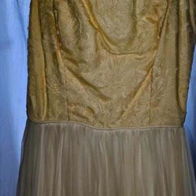 Jen8049 vintage special occasion lace top chiffon bottom size small