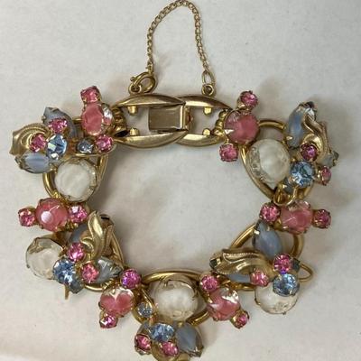 Vintage Juliana D&E Pink, Blue & White Givre Bracelet AAA2450JM $200.00 