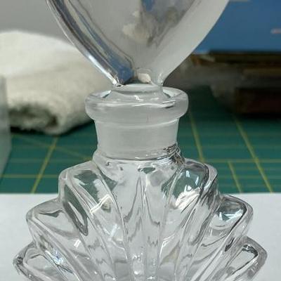 Vintage 24  Lead Crystal Perfume Bottle with Heart Shaped Dauber 4.25  AAA2373 $40.00 