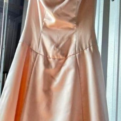 Jen8053 powder pink satin fabric dress gown costume size small