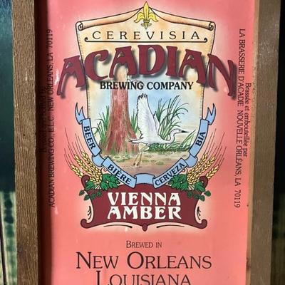 LG5295 Cerevisia Acadian Brewing Co. Vienna Amber Framed Tavern Pub Bar Sign $80.00 
