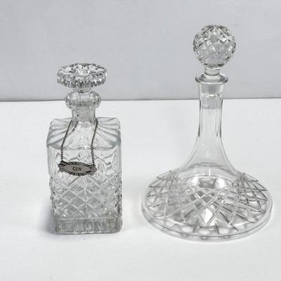 Lot #12 Vintage Crystal Decanters - Set of 2