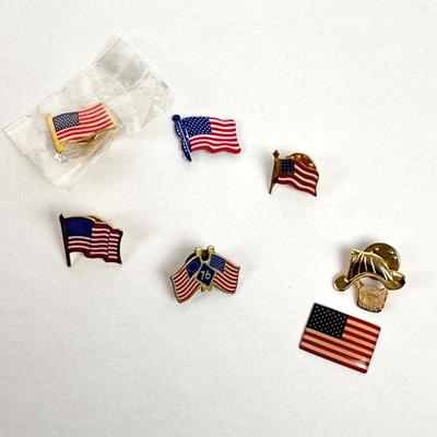 Lot #79 Vintage American Flag Pin Assortment - 6 Pins