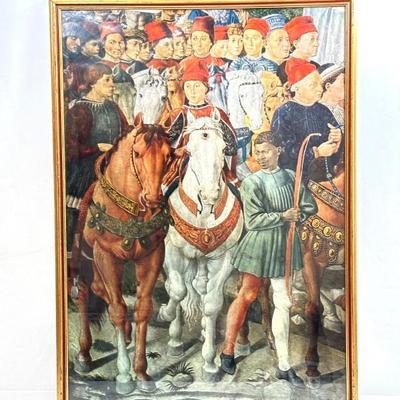 Lot #85 Vintage Large Framed Art Poster - “Procession of the Youngest King" by Gozzoli