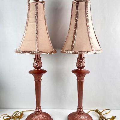 Lot #97 Mid Century Pink Metal Lamps