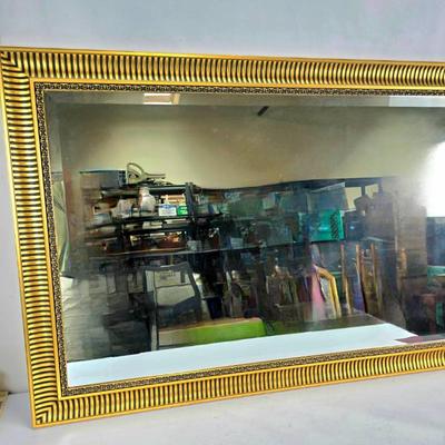 Lot #19 Vintage Large Gold & Black Mirror 55" x 37" , Wood Frame and Bevelled Glass