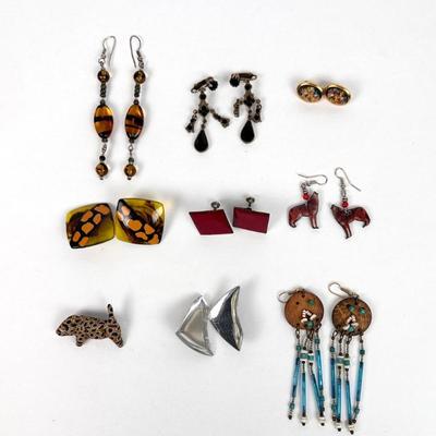 Lot #71 Vintage Jewelry Assortment - 8 Pairs of Earrings Pierced & Non Pierced & 1 Brooch