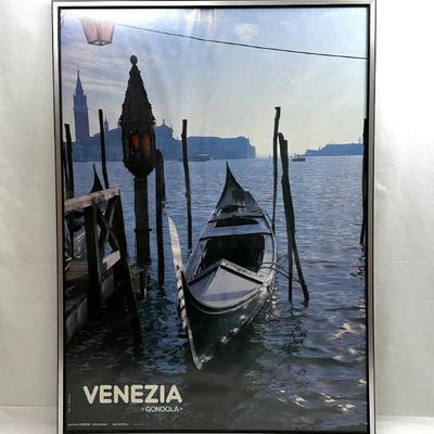 Lot #87 Very Large Framed Poster Venezia Gondolas (Printed in Italy)