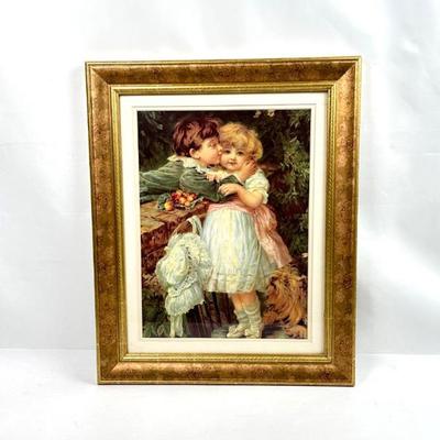 Lot #28 Vintage Framed Print Art "Over The Garden Wall" - Art by Frederick Morgan