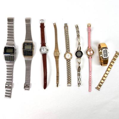 Lot #102 Watch Lot (Casio, Timex, Claremont, Trifari) 8 Watches plus 1 Watch Xpandro Band - Untested