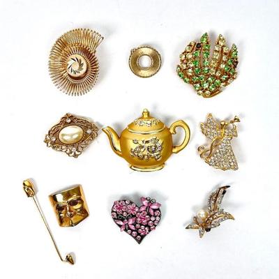 Lot #49 Vintage Brooch Assortment - Set of 10