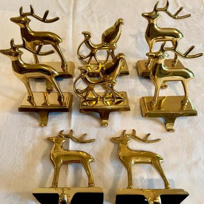 Solid Brass Christmas Stocking Mantle Hangers
