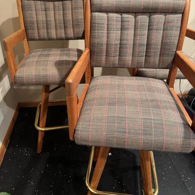 Vintage Quilted Bar Stools (3)