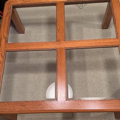 Glass And Oak Coffee Table