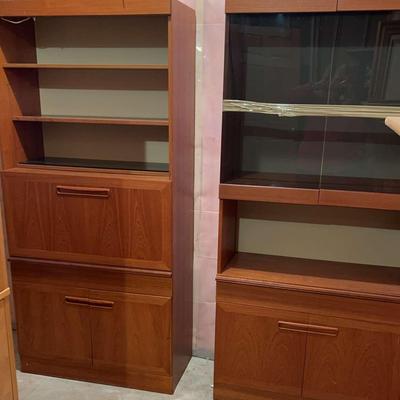 Storage Shelves With Built In Desk And glass Enclosure
