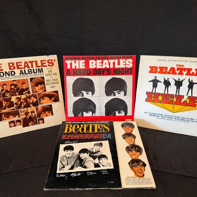 Beatles Vintage Vinyl Record Albums (4) 
