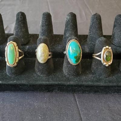 (4) Handmade Sterling Silver Rings 