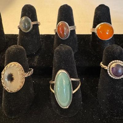 (6) Sterling Silver & Stone Rings