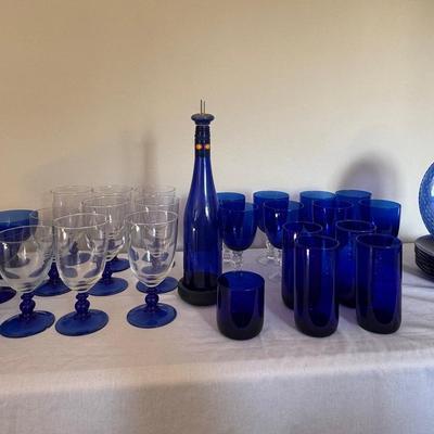 Large Lot of Cobalt Blue Glassware