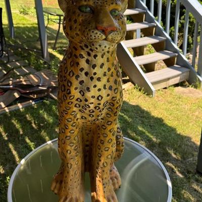 Large Antique/vintage Ceramic Spotted Leopard
