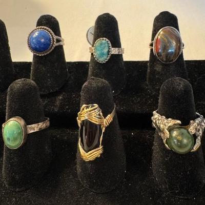 (6) Mixed Stone Costume RingS