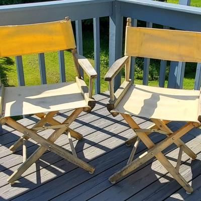 (2) Weathered Wood Director's Chairs
