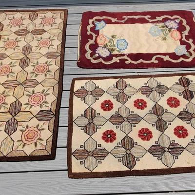 (3) Antique Hand Hooked Rugs