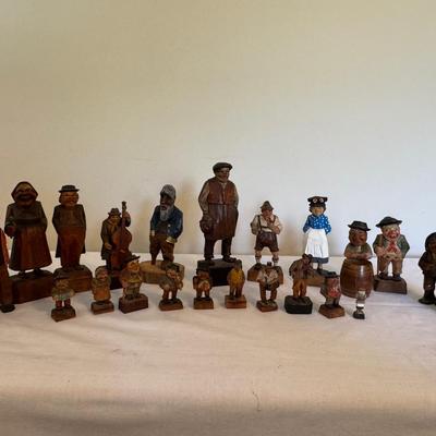 Collection Of Hand Carved Wooden Antique Figurines