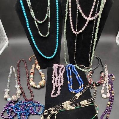 Beaded Necklace Lot- Some Genuine Stones
