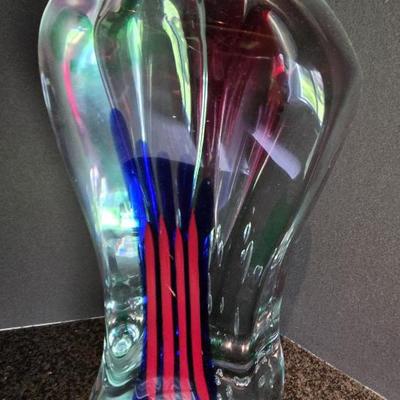Heavy large Murano art glass vase