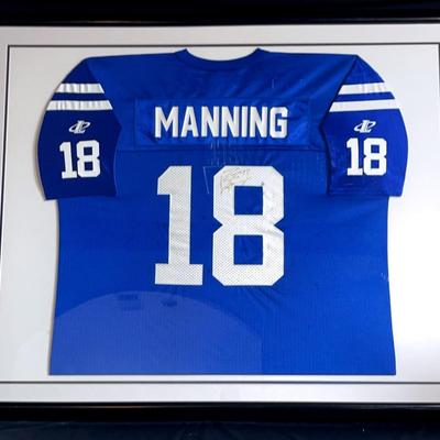 Autographed Peyton Manning #18 Jersey Frame 