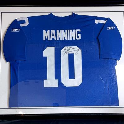 Autographed Eli Manning # 10 Jersey Frame