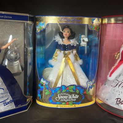 Barbies- Snow White, Millennium, Holiday Princess