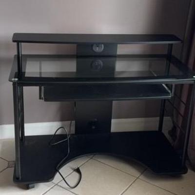 Black Metal & Glass Desk