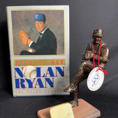 Nolan Ryan Autographed Figurine & Book 