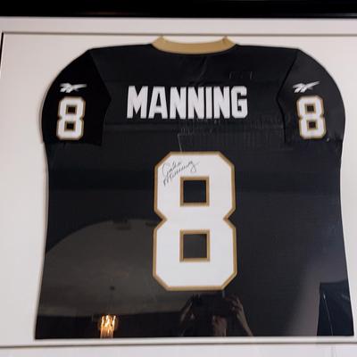 Autographed  Archie Manning # 8 Jersey frame