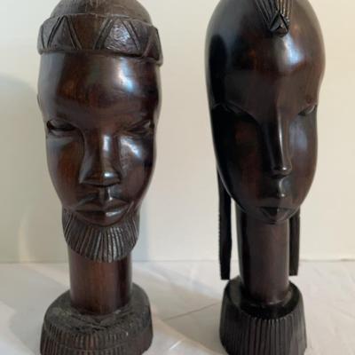 Vintage Hand Sculpted Wooden Bust Made In Tanganyika