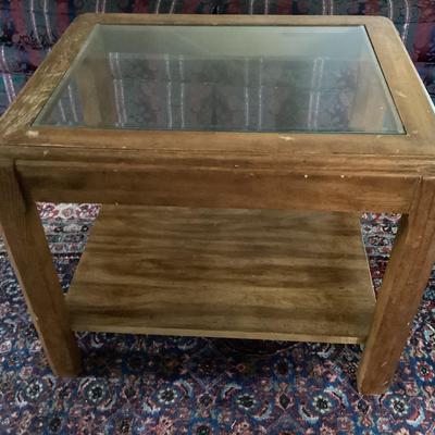 Wooden Glass Topped Coffee Table