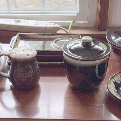 Assortment of Pfaltzgraff Brown Glazed Dripware Ceramic Dishes
