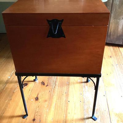 Small Wooden File Box W/Stand